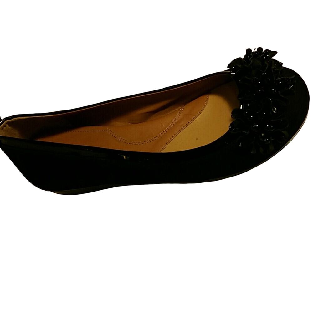 Michelle D Black Leather Flats. 9.5M
